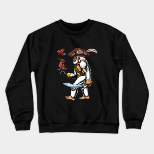 Red Cardinal bird and yeti pirate,cute pirates Crewneck Sweatshirt